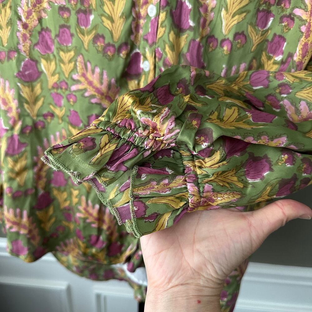 Clara The Label by Victoria Dunn Green Floral Button Down - L - Picture 2 of 6